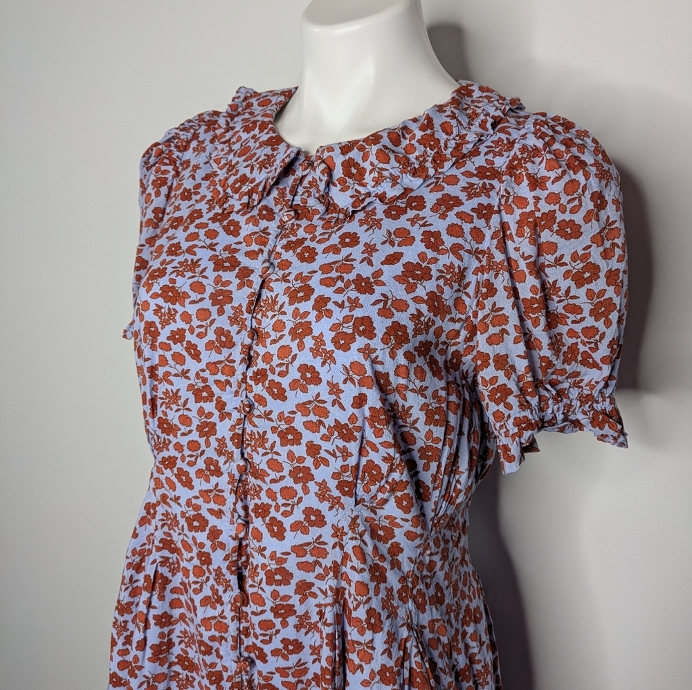 Madewell Floral Print Dress in Red and White - Picture 2 of 8